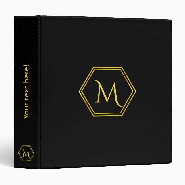 Black gold geometric monogram binder (Front/Spine)