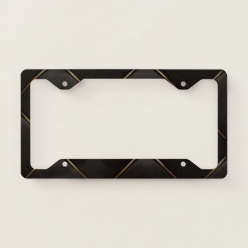 Black & Gold Geometric Pattern License Plate Frame by personaleffects at Zazzle