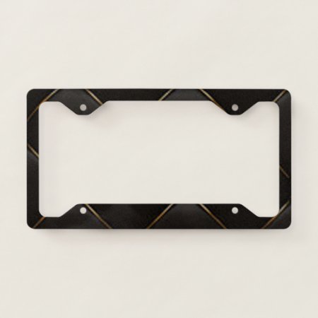 Black & Gold Geometric Pattern License Plate Frame