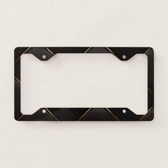 Black & Gold Geometric Pattern License Plate Frame (Front)