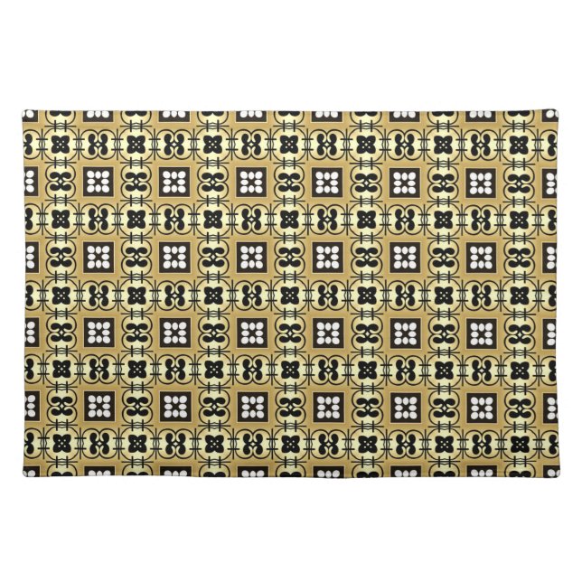 Black Gold Geometric Pattern Place Mat (Front)