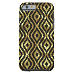 Black &amp; Gold Geometric Quatrefoil Pattern Pattern Tough iPhone 6 Case