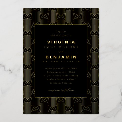 Black Gold Geometric Wedding Foil Invitation