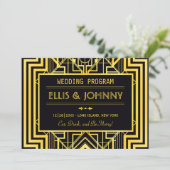 Black & Gold Geometric Wedding Programs (Standing Front)