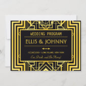 Black & Gold Geometric Wedding Programs (Front)
