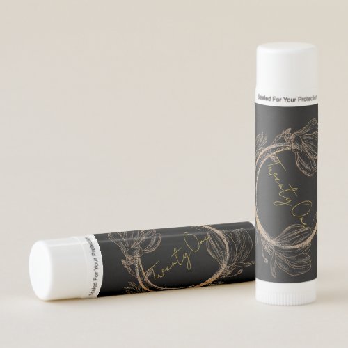 Black Gold Geometric Wreath 21st Birthday Party Lip Balm