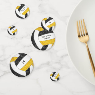 black gold girls volleyball birthday personalized confetti