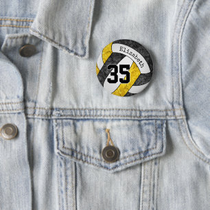 black gold girls volleyball team jersey number button
