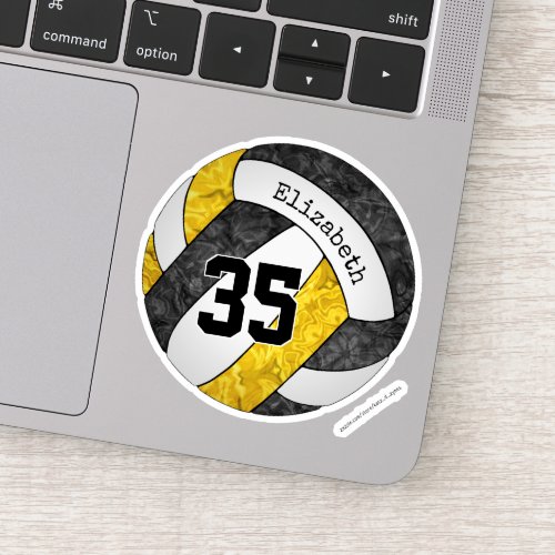 black gold girls volleyball w player name number sticker