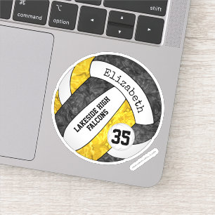 black gold girls volleyball w school mascot name sticker