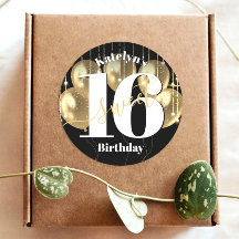 Black Gold Girly Luxury Sweet 16 Birthday Balloons
