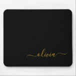 Black Gold Girly Script Monogram Name Modern Mouse Pad<br><div class="desc">Gold and Black Monogram Add Your Own Name Mousepad (Mouse Pad). This makes the perfect sweet 16 birthday,  wedding,  bridal shower,  anniversary,  baby shower or bachelorette party gift for someone that loves glam luxury and chic styles.</div>