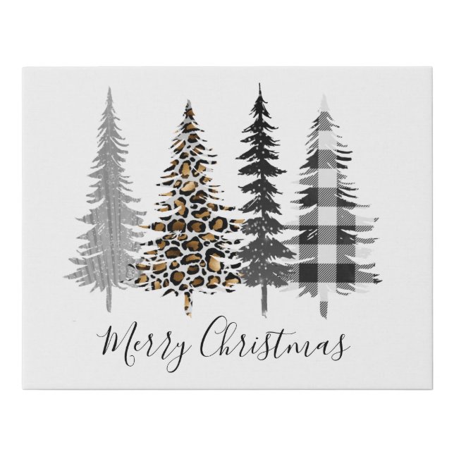 Black Gold Glam Christmas Faux Canvas Print (Front)
