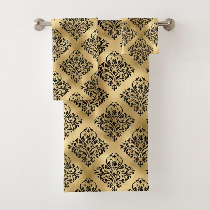 Black & Gold glam pattern Bath Towel Set Zazzle