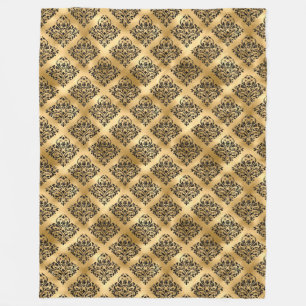 Black & Gold glam pattern Fleece Blanket