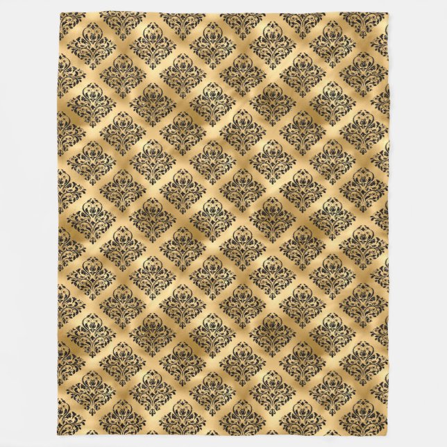 Black & Gold glam pattern Fleece Blanket (Front)