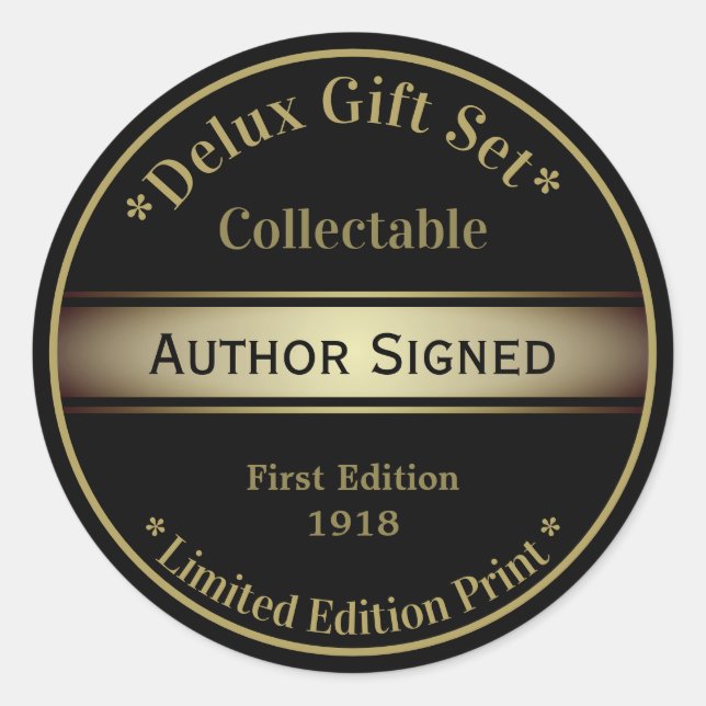 Black Gold Glam Signed Classic Round Sticker (Front)