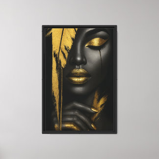 Black & Gold Glam Woman Canvas Wall Art