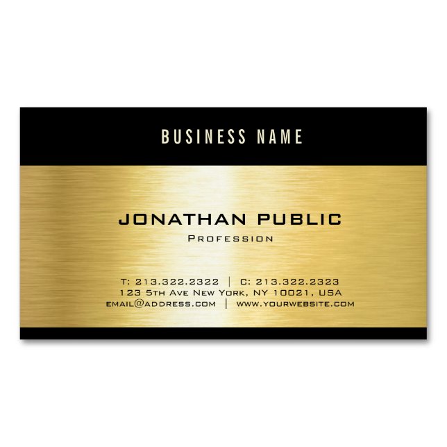 Black Gold Glamorous Elegant Template Professional Business Card Magnet (Front)