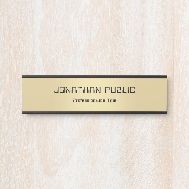Black Gold Glamorous Template Elegant Modern Door Sign (Front)