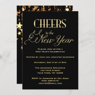 Black Gold Glamour New Year's Eve Party Invitation
