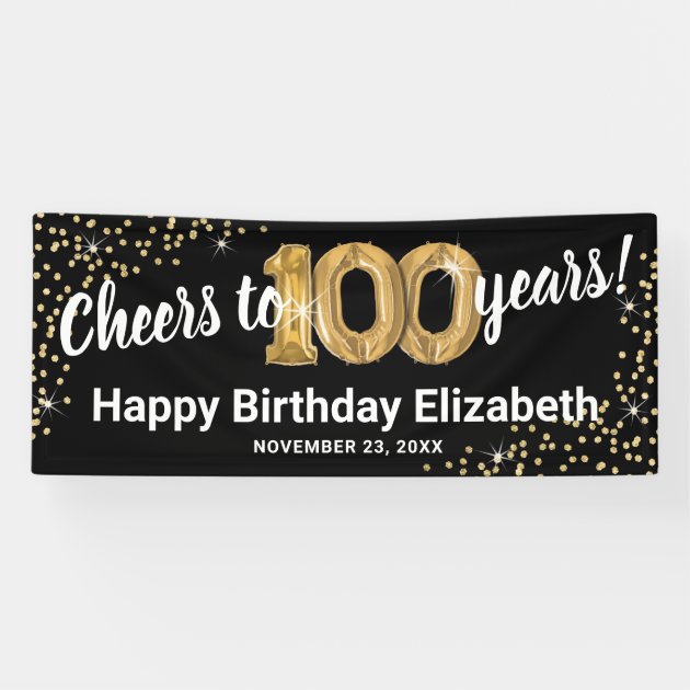 Details about   JustParty 100 Years Loved Gold Glitter Banner for Happy 100th Birthday/Weddin...