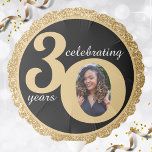 Black & Gold Glitter 30 Thirty Years 30th Birthday Balloon<br><div class="desc">Black and gold glitter happy birthday balloon for a 30 year old.  Sparkly glam design great for women.  Customize the age to suit your occasion and add a personal photograph of the recipient.  Great for a 30th anniversary or birthday party decoration for a thirtieth birthday bash.</div>
