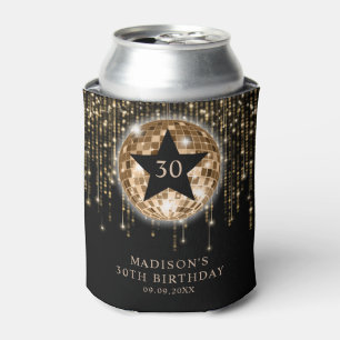 Black Gold Glitter 30th Birthday Celebrations Can Cooler