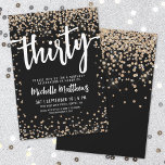 Black Gold Glitter 30th Birthday Invitation<br><div class="desc">Introducing a chic and celebratory 90th birthday party invitation, perfect for marking this special milestone in style. The elegant design features a mix of gold and silver glitter confetti, adding a touch of fun and festivity. At the top, "Ninety" is prominently displayed in bold calligraphy, setting the tone for an...</div>