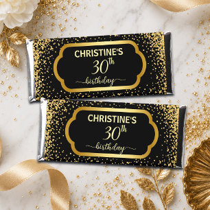 Black Gold Glitter 30th Birthday Party Hershey Bar Favors