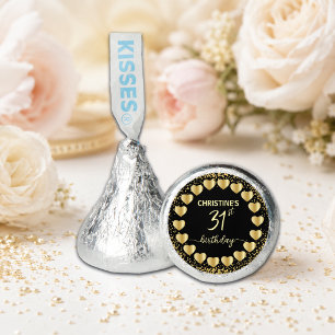 Black Gold Glitter 31st Birthday Party Hershey®'s Kisses®