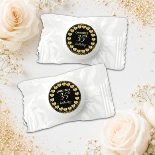 Black Gold Glitter 35th Birthday Party Life Saver® Mints