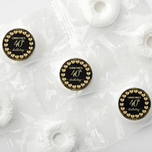 Black Gold Glitter 40th Birthday Party Life Saver® Mints
