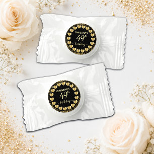 Black Gold Glitter 49th Birthday Party Life Saver® Mints