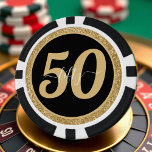 Black & Gold Glitter 50 Fifty Years 50th Birthday Poker Chips<br><div class="desc">Black and gold glitter happy birthday poker chip for a 50 year old.  Sparkly glam design great for women.  Customize the age to suit your occasion.  Great birthday party favor for a fiftieth birthday bash.</div>