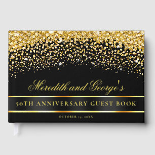 Black Gold Glitter 50th Anniversary Foil Guest Book