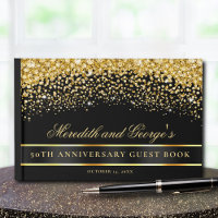 Black Gold Glitter 50th Anniversary Guest Book
