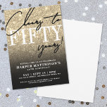 Black Gold Glitter 50th Birthday Invitation<br><div class="desc">Celebrate in style with this modern elegant Fifty Birthday Party Invitation, perfect for marking a milestone in chic fashion. The design features a luxurious faux gold glitter background that fades into a smooth black gradient at the bottom for a bold and sophisticated look. A large “FIFTY” appears at the top...</div>