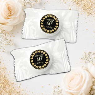 Black Gold Glitter 60th Birthday Party Life Saver® Mints