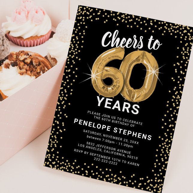 Black Gold Glitter 60th Birthday Template (Creator Uploaded)