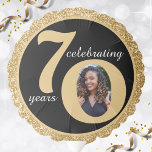 Black & Gold Glitter 70 Seventy Year 70th Birthday Balloon<br><div class="desc">Black and gold glitter happy birthday balloon for a 70 year old.  Sparkly glam design great for women.  Customize the age to suit your occasion and add a personal photograph of the recipient.  Great for a 70th anniversary or birthday party decoration for a seventieth birthday bash.</div>