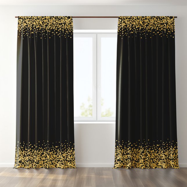 Black Gold Glitter Accent Blackout Curtains (Creator Uploaded)