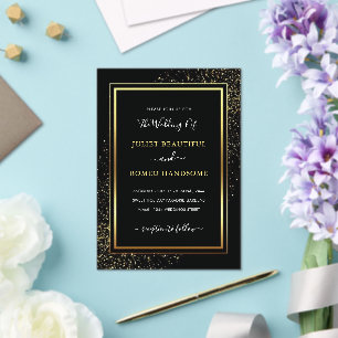 Black Gold Glitter Acrylic Wedding Invitations