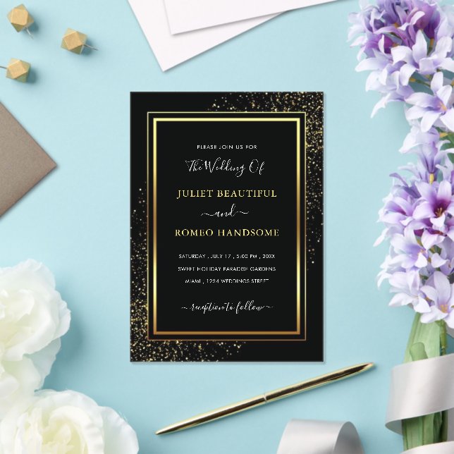 Black Gold Glitter Acrylic Wedding Invitations (Insitu (Wedding))
