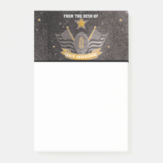 Black Gold Glitter American Football Coach Fathers Post-it Notes