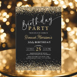 Black Gold Glitter Any Age 30th Birthday  Invitation<br><div class="desc">Celebrate turning 30 in glittering style with this Black Gold Glitter Any Age Birthday Invitation! Featuring a modern black background with sparkling faux gold glitter accents, this invitation is perfect for elegant parties and milestone moments. Fully editable, it can be customized with any age, name, and party details — making...</div>