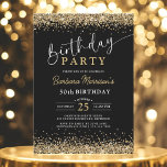Black Gold Glitter Any Age 50th Birthday  Invitation<br><div class="desc">Make their 50th birthday shine with this Black Gold Glitter Any Age Birthday Invitation! Featuring a bold black background with dazzling faux gold glitter accents, this design is perfect for a chic and elegant celebration. Fully editable for any age, you can personalize the name, milestone, date, and event details. Whether...</div>
