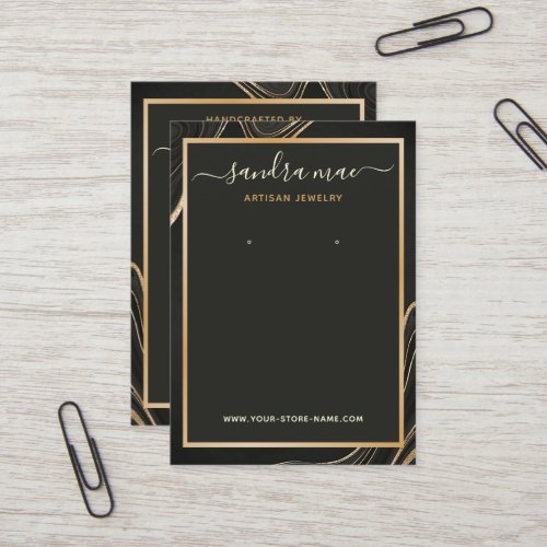 Black Gold Glitter Art Jewelry Display Card