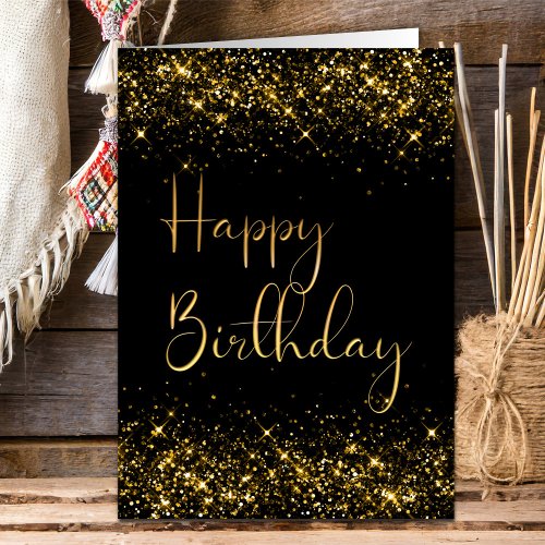 Black Gold Glitter Birthday Card