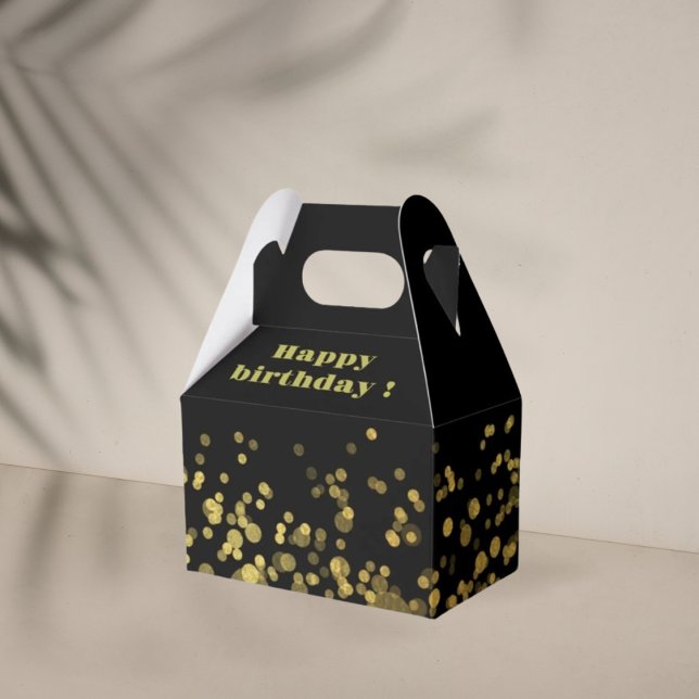 Black gold glitter birthday favor box  (Creator Uploaded)